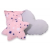 3tlg Kissen-Set auch für Teepee Kinderspiel-Zelt rosa-blaue Sternen/grau