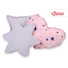 3tlg Kissen-Set auch für Teepee Kinderspiel-Zelt rosa-blaue Sternen/grau