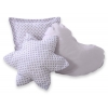 3tlg Kissen-Set - Blumenmuster grau