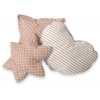 3tlg Kissen-Set - Braun-Punktemuster/beige gestreift