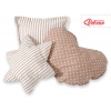 3tlg Kissen-Set - Braun-Punktemuster/beige gestreift
