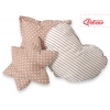 3tlg Kissen-Set - Braun-Punktemuster/beige gestreift