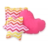 3tlg Kissen-Set - Chevron rosa-gelb