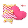 3tlg Kissen-Set - Chevron rosa-gelb