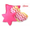 3tlg Kissen-Set - Chevron rosa-gelb