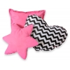 3tlg Kissen-Set - Chevron schwarz/ dunkel rosa