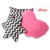 3tlg Kissen-Set - Chevron schwarz/ dunkel rosa