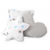 3tlg Kissen-Set - Grau-blaue Sternen/grau