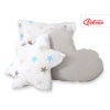 3tlg Kissen-Set - Grau-blaue Sternen/grau