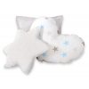 3tlg Kissen-Set - Grau-blaue Sternen/grau