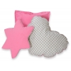3tlg Kissen-Set - Grau kariert - Rosa