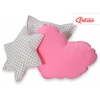 3tlg Kissen-Set - Grau kariert - Rosa