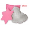 3tlg Kissen-Set - Grau kariert - Rosa
