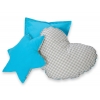 3tlg Kissen-Set - Grau kariert-türkis