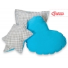 3tlg Kissen-Set - Grau kariert-türkis