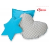 3tlg Kissen-Set - Grau kariert-türkis