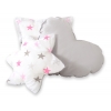 3tlg Kissen-Set - Rosa-grauen Sternen/grau