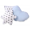 3tlg Kissen-Set - Schwarze Sternchen/blau