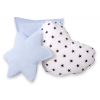 3tlg Kissen-Set - Schwarze Sternchen/blau