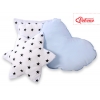 3tlg Kissen-Set - Schwarze Sternchen/blau