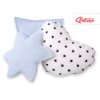 3tlg Kissen-Set - Schwarze Sternchen/blau
