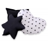 3tlg Kissen-Set - Schwarze Sternchen/Schwarz
