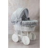 7tlg Stubenwagen Bezug Haube Grau