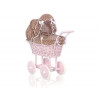 Altrosa Vintage Puppenwagen Bettwäsche Braun Punktmuster nr 81699-584