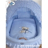 Baby Bollerwagen Baby mit Haube - Bär mit Schleife blau