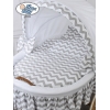 Baby Bollerwagen mit Haube Hannah Grau Weiß Stubenwagengarniturnr 50102-902*