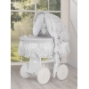 Baby Stubenwagen mit Haube- Amelie weiß Grau-Punktmuster
