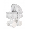 Baby Stubenwagen mit Haube- Amelie weiß Grau-Punktmuster