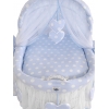 Baby Stubenwagen mit Haube- Amelie weiße Tupfen auf blau