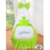 Baby Stubenwagen mit Himmel - Eulen Bigi Zibi & Adele grün
