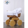 Baby Stubenwagen mit Weidenhaube Lily - Weiß mit Stickerei