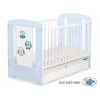 Blau Babybett 120x60cm Eulen mit Schublade STANDARD