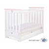 Babybett 120x60cm Lorenzo III weiß/pudderosa mit Schublade STANDARD