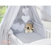 11-tlg Komplett Bettset für Babybett 140x70 mit Himmel - Hängende Herzen grau