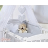 11-tlg Komplett Bettset für Babybett 140x70 mit Himmel - Hängende Herzen grau