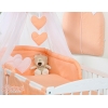 Bettset Baby 11-tlg mit Himmel mit Himmelstange - Hängende Herzen pfirsich