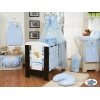 Babybett Bettwäsche Set 11-tlg mit Moskitonetz (S70) - Gute Nacht blau