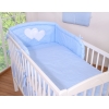 Babybett Bettwäsche Set 2-tlg - Hängende Herzen Blau-Punktemuster