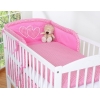 Babybett Bettwäsche Set 2-tlg - Hängende Herzen dunkel rosa kariert
