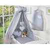 Babybett Bettwäsche Set 7-tlg mit Himmel - Hängende Herzen grau