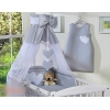 Babybett Bettwäsche Set 7-tlg mit Himmel - Hängende Herzen grau