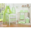 Babybett Bettwäsche Set 7-tlg mit Moskitonetz - Hängende Herzen grün