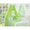 Babybett Bettwäsche Set 7-tlg mit Moskitonetz - Hängende Herzen grün