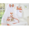 Babybett Bettwäscheset 11-tlg mit Moskitonetz - Hängende Herzen orange gestreift