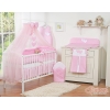 Babybett Bettwäscheset 11-tlg mit Moskitonetz - Hängende Herzen rosa