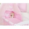 Babybett Bettwäscheset 11-tlg mit Moskitonetz - Hängende Herzen rosa